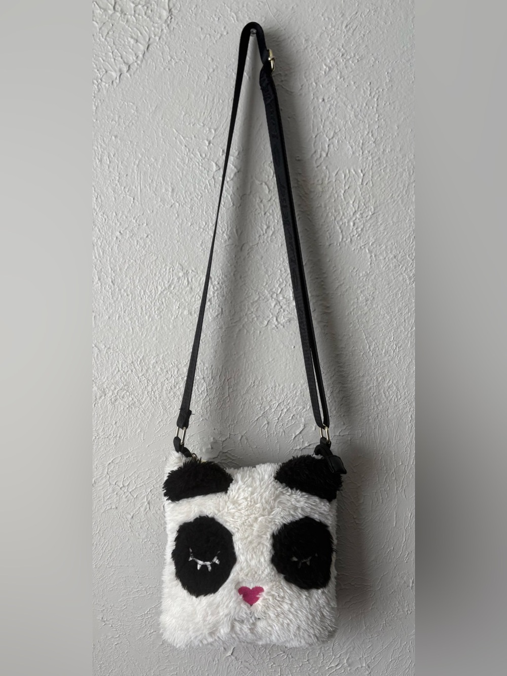 Luv By Betsey Johnson Fuzzy Panda Face Crossbody Bag.